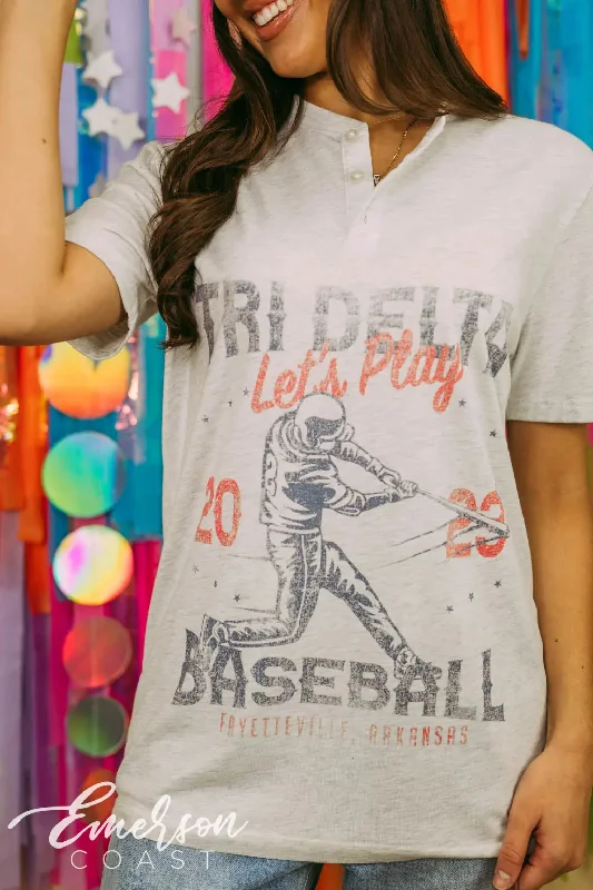 Tri Delta Baseball Short Sleeve Henley