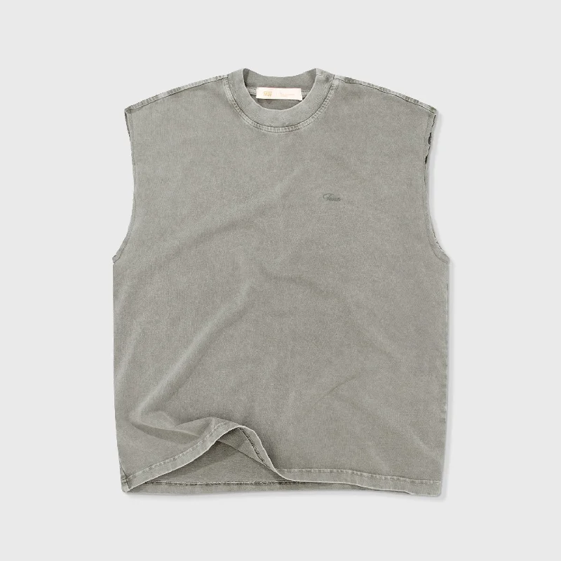 Washed Sleeveless Tee - Light Grey