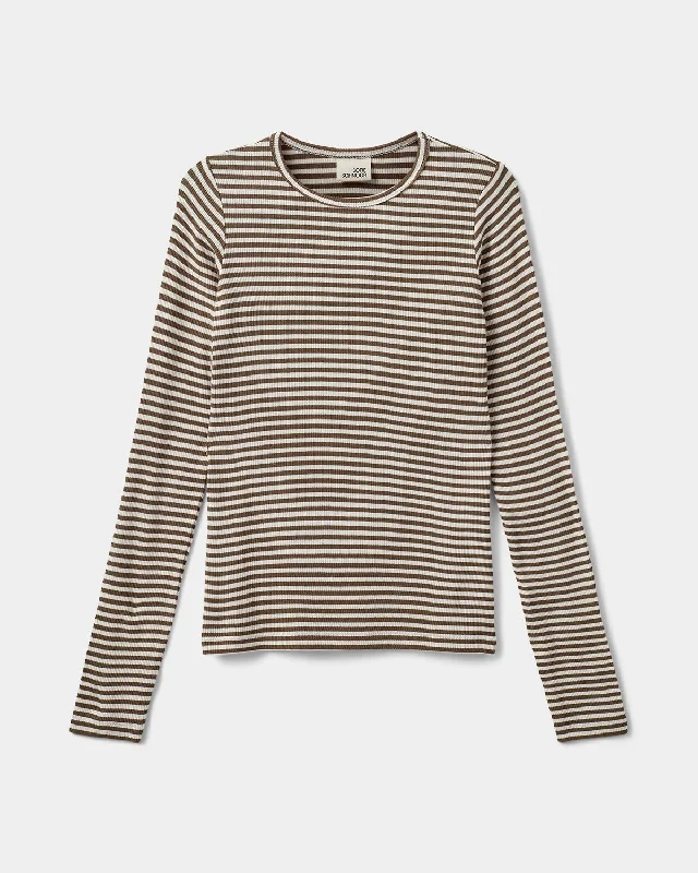 PETRICIASY T-SHIRT LONG SLEEVE - Army Stripe