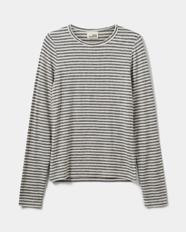 PETRICIASY T-SHIRT LONG SLEEVE - Grey Striped