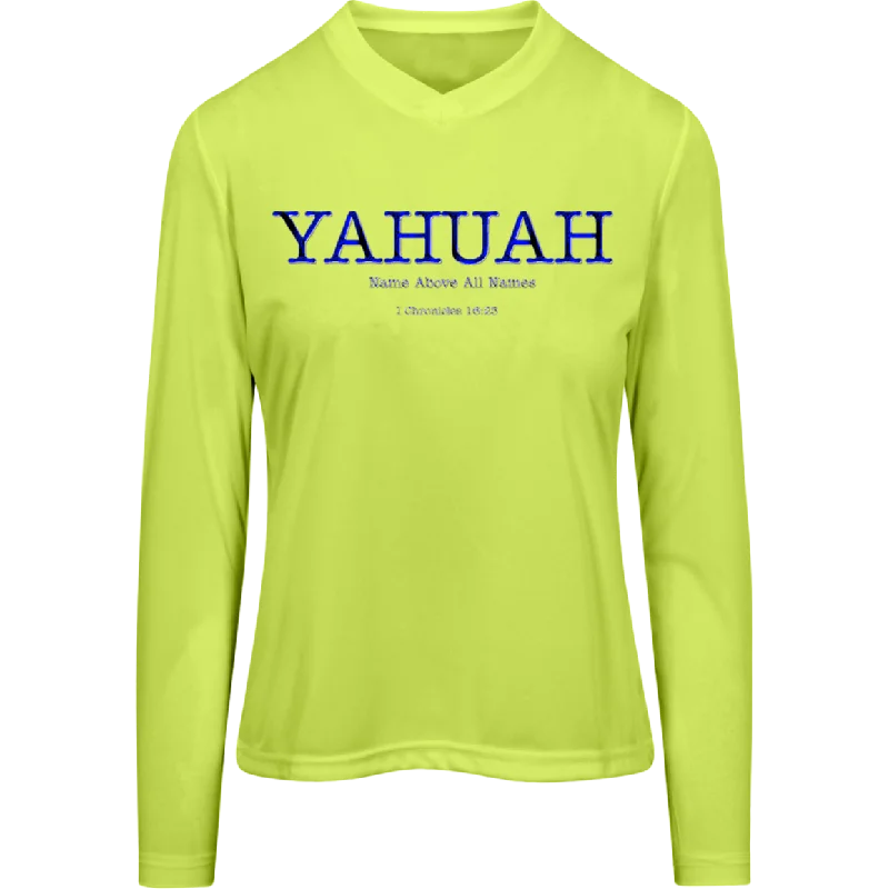 Yahuah-Name Above All Names 01-01 Designer Team 365 Ladies Zone V-neck Long Sleeve T-shirt (2 colors)