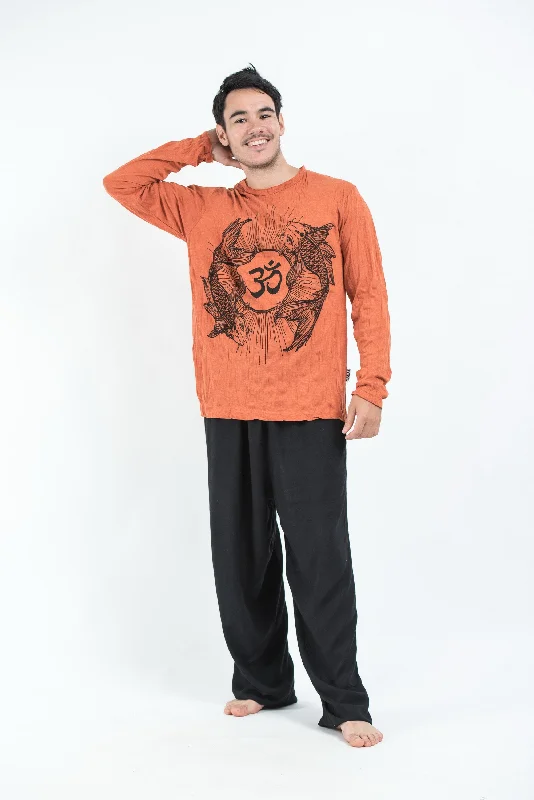 Unisex Om and Koi Fish Long Sleeve T-Shirt in Orange